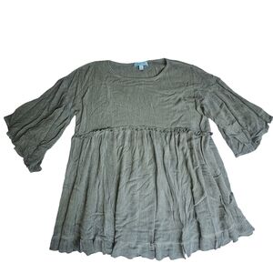 She + Sky Women Size S Gray Babydoll Type Top Shirt  Gray Boho